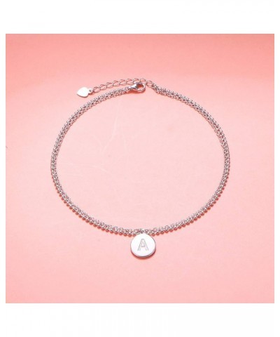 Initials Anklet for Women S925 Sterling Silver Adjustable Foot Ankle Bracelet with Letter A Disc $6.59 Anklets