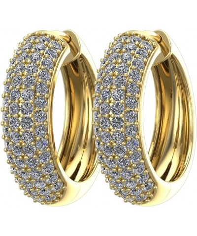 1-6 Carat Pave Set 4 Rows Hoop Diamond Earrings Oval Shape Premium Collection (H-I Color) Yellow Gold 2.0 carats $503.50 Earr...