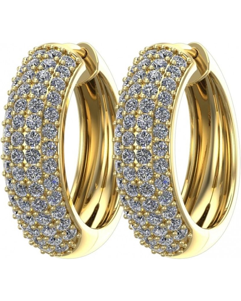 1-6 Carat Pave Set 4 Rows Hoop Diamond Earrings Oval Shape Premium Collection (H-I Color) Yellow Gold 2.0 carats $503.50 Earr...