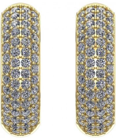 1-6 Carat Pave Set 4 Rows Hoop Diamond Earrings Oval Shape Premium Collection (H-I Color) Yellow Gold 2.0 carats $503.50 Earr...