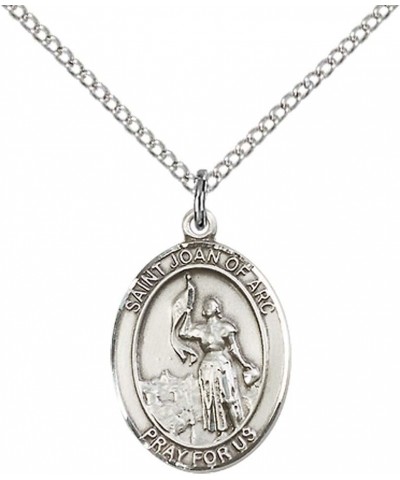 Sterling Silver St. Joan of Arc Pendant with 18" Stainless Steel Lite Curb Chain. Patron Saint of Soldiers/France $36.18 Neck...