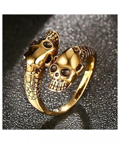 Skull Rings for Women Men Vintage Goth Punk Ring Adjustable Halloween Double Skull Ring Cocktail Party Jewelry Gift Gold $6.1...