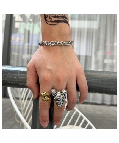 Skull Rings for Women Men Vintage Goth Punk Ring Adjustable Halloween Double Skull Ring Cocktail Party Jewelry Gift Gold $6.1...