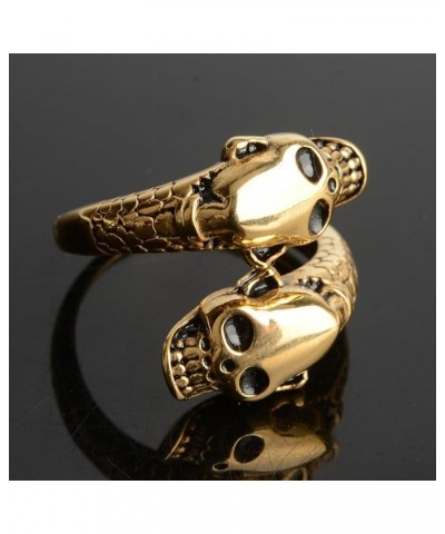 Skull Rings for Women Men Vintage Goth Punk Ring Adjustable Halloween Double Skull Ring Cocktail Party Jewelry Gift Gold $6.1...