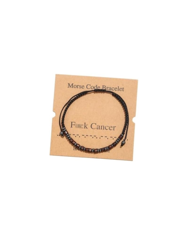 Beaded Morse Code Bracelet: F*ck Cancer | Crafted with Nature-Inspired Waxed Nylon Cord, Wood Beads, and Hematite $9.59 Brace...