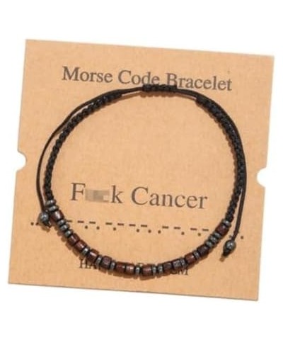 Beaded Morse Code Bracelet: F*ck Cancer | Crafted with Nature-Inspired Waxed Nylon Cord, Wood Beads, and Hematite $9.59 Brace...