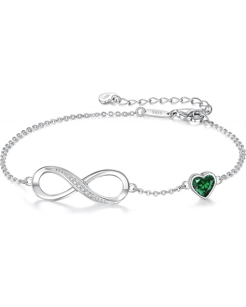 Infinity Heart Symbol Charm Link Bracelet for Women 925 Sterling Silver Adjustable Anniversary Jewelry Valentine's Day Christ...