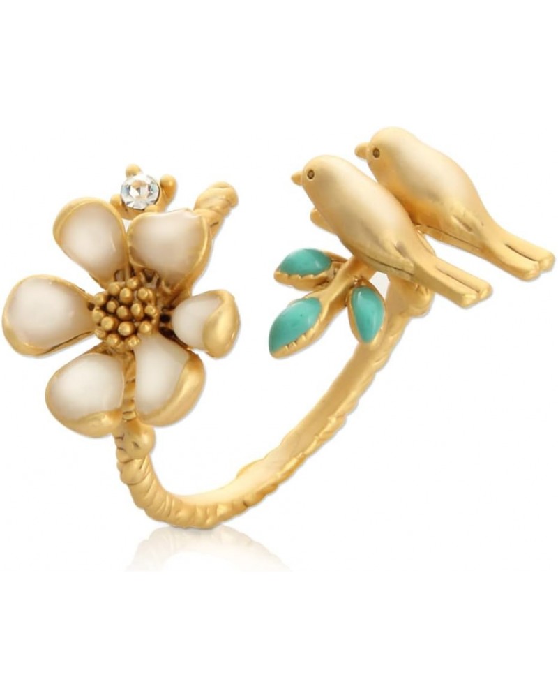 Epoxy Honeybee and Flower Ring Plated Brass Adjustable Size Birds $11.50 Rings