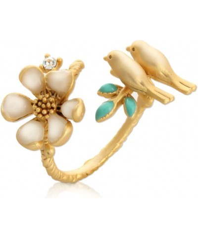 Epoxy Honeybee and Flower Ring Plated Brass Adjustable Size Birds $11.50 Rings