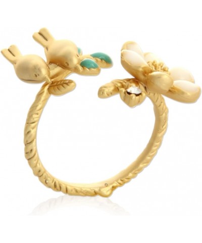 Epoxy Honeybee and Flower Ring Plated Brass Adjustable Size Birds $11.50 Rings