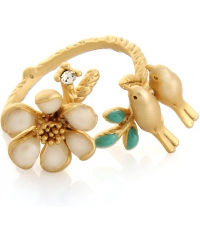 Epoxy Honeybee and Flower Ring Plated Brass Adjustable Size Birds $11.50 Rings