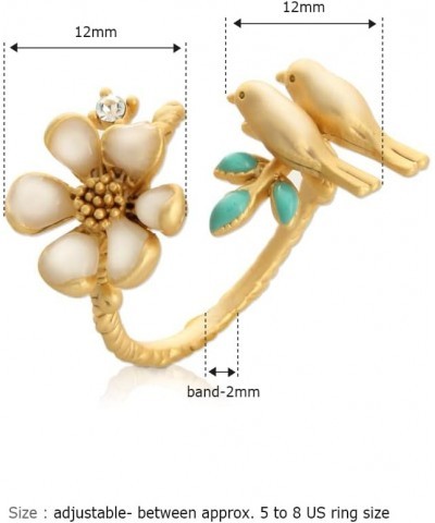 Epoxy Honeybee and Flower Ring Plated Brass Adjustable Size Birds $11.50 Rings