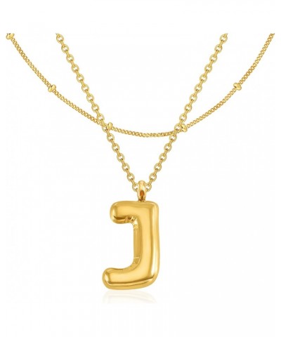 Gold Initial Necklaces for Women - Valentine Gifts, Bubble Letter Necklace Gold, Gold Initial J Necklaces, Initial J Necklace...