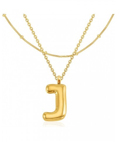 Gold Initial Necklaces for Women - Valentine Gifts, Bubble Letter Necklace Gold, Gold Initial J Necklaces, Initial J Necklace...