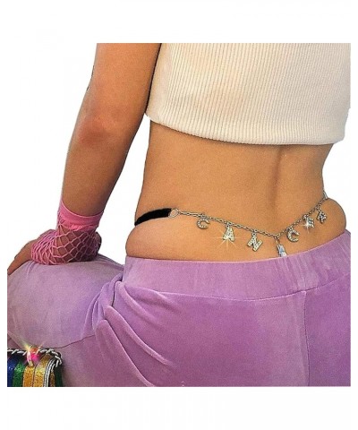 Women Body Jewelry Sexy Waist Chain G-Thong Panty 12 Constellation Pendant Underpants Bikini Bottoms Belly Chain Rhinestone B...