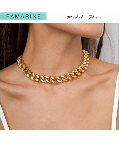 Gold Chain Necklace Cuban Chain Paperclip Link Choker Necklace for Ladies Jewelry Set Cuban $7.79 Necklaces