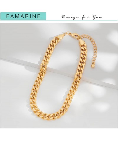 Gold Chain Necklace Cuban Chain Paperclip Link Choker Necklace for Ladies Jewelry Set Cuban $7.79 Necklaces