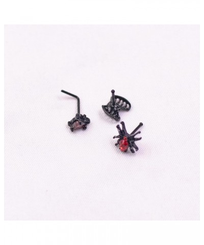 20G Nose Ring Studs 316L Halloween Nose Ring Christmas Nose Stud Spider and Devil Heart Nose Stud Bat Nose Ring Surgical Stee...