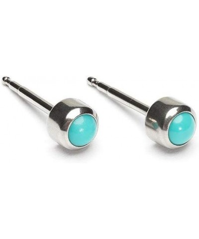 Stainless Steel 3 mm Turquoise Stud Earrings Stainless Steel $10.08 Earrings