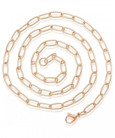 ELYA Stainless Steel Adjustable Paperclip Necklace - 3mm to 7mm Wide Medium - Round - Rose Gold $20.50 Necklaces