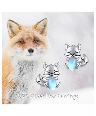 Moonstone Earrings For Women 925 Sterling Silver Cat/Frog/Fox/Axolotl Stud Earring Lovely Animal Jewelry Gifts for Women Girl...