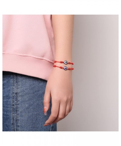 Evil Eye 7 Knot String Lucky Amulet Bracelets,Genuine Leather Rope Necklace for Women Men 2P-7 knot-Red $8.84 Necklaces