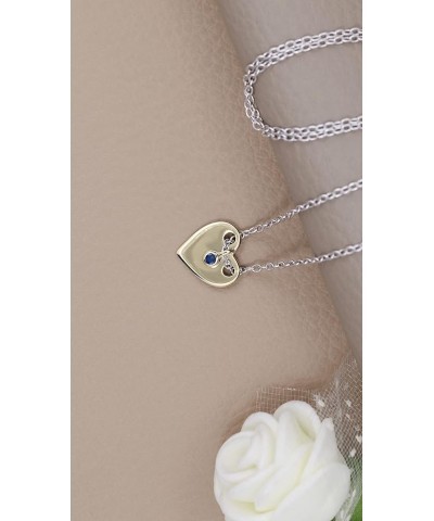 Ladies Front & Back Disc Charm Plain Heart with Hanging Round Diamond or Gemstone Pendant with 18 Inch Silver Chain | Availab...