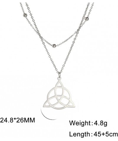 Triquetra Neckace Trinity Knot Necklace Celtic Knot Necklace for Women Witches Knot Necklace Celtic Jewelry double chain-silv...