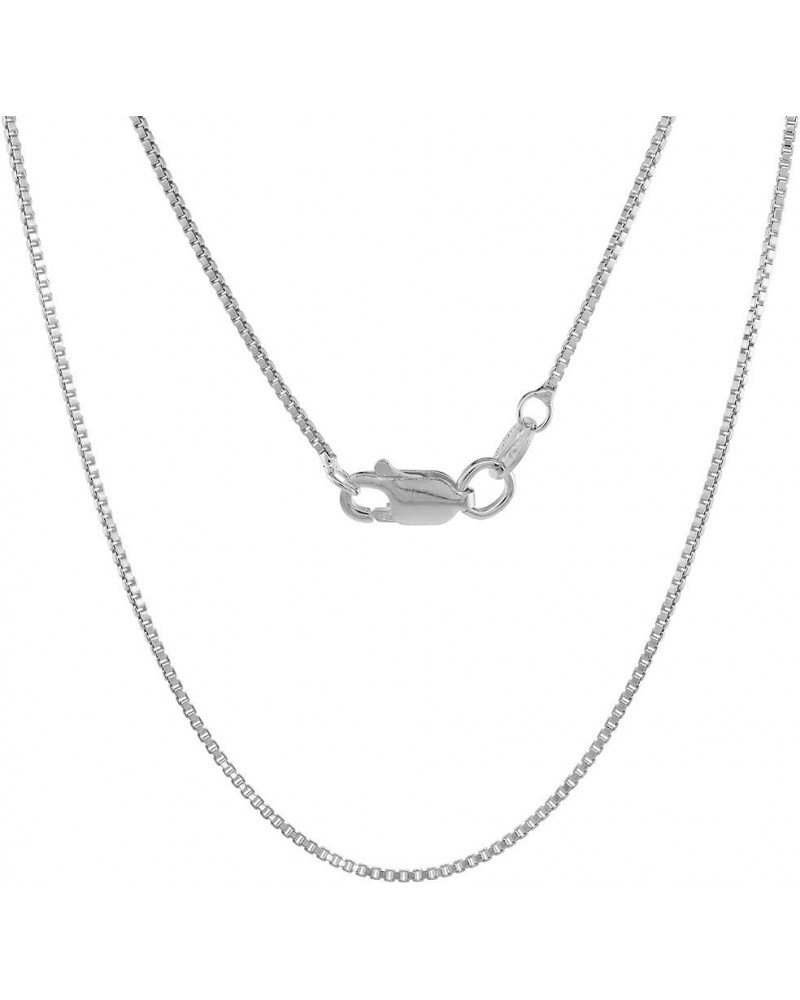 Sterling Silver 1mm Box Chain Necklace for Men and Women Assorted Finishes Nickel Free Italy 14-36 inch lengths with Lobster ...