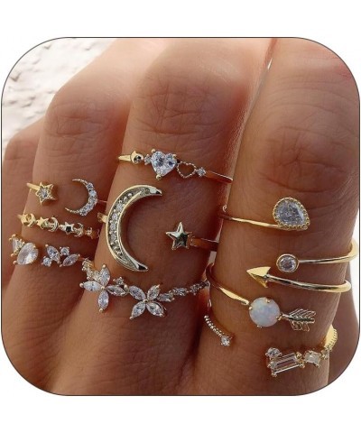 Stackable Rings Set for Women Teen Girls Trendy Stuff Boho Star Moon Love Knuckle Rings Turquoise Rings Cute Rings Jewelry Gi...