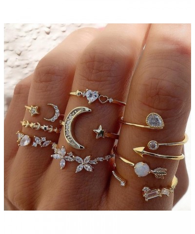 Stackable Rings Set for Women Teen Girls Trendy Stuff Boho Star Moon Love Knuckle Rings Turquoise Rings Cute Rings Jewelry Gi...