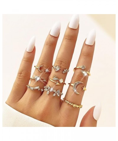 Stackable Rings Set for Women Teen Girls Trendy Stuff Boho Star Moon Love Knuckle Rings Turquoise Rings Cute Rings Jewelry Gi...