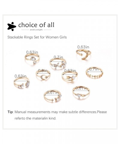 Stackable Rings Set for Women Teen Girls Trendy Stuff Boho Star Moon Love Knuckle Rings Turquoise Rings Cute Rings Jewelry Gi...