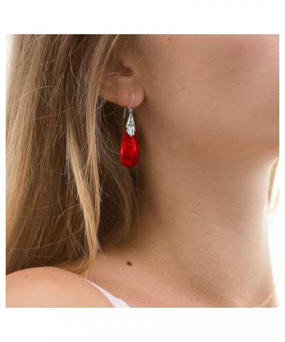 Shop LC Red Coral Dangle Earrings in 925 Sterling Silver - Handmade Boho Jewelry for Women - Natural Coral Dangling Drop Stat...