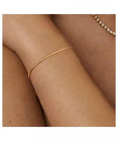 Gold Bracelet for Women 18K Gold Plated Dainty Paperclip Cubic Zirconia Disc Coin Star Cable Satellite Bead Pearl Simple Boho...