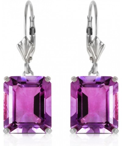 13 Carat 14K Solid White Gold Leverback Earrings Amethyst $232.88 Earrings