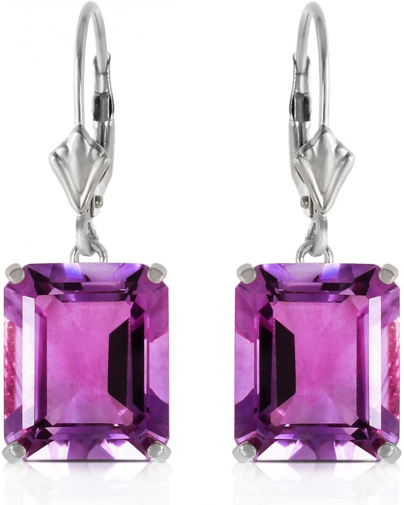 13 Carat 14K Solid White Gold Leverback Earrings Amethyst $232.88 Earrings