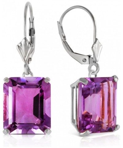 13 Carat 14K Solid White Gold Leverback Earrings Amethyst $232.88 Earrings