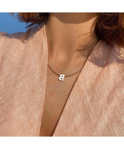 Beaded Initial Necklace with Pearl Letter Boho Summer Beach Layering Choker Necklace for Women S $7.83 Necklaces