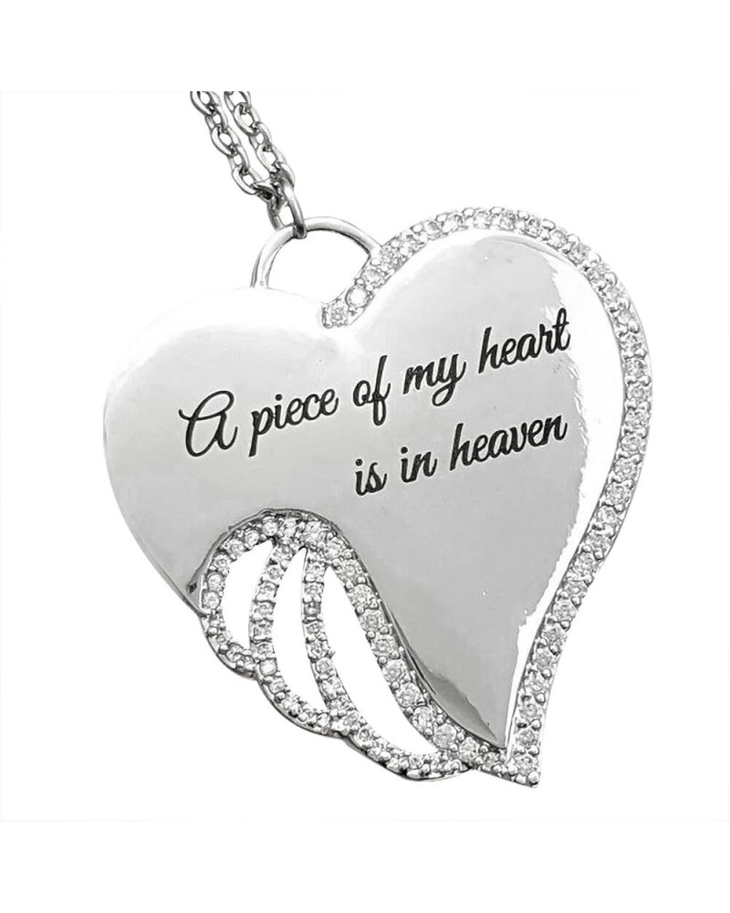 Women's Vintage Necklace with Angel Heart Wings,Memorial Necklace Unique Birthday for Girls Women G $8.63 Necklaces