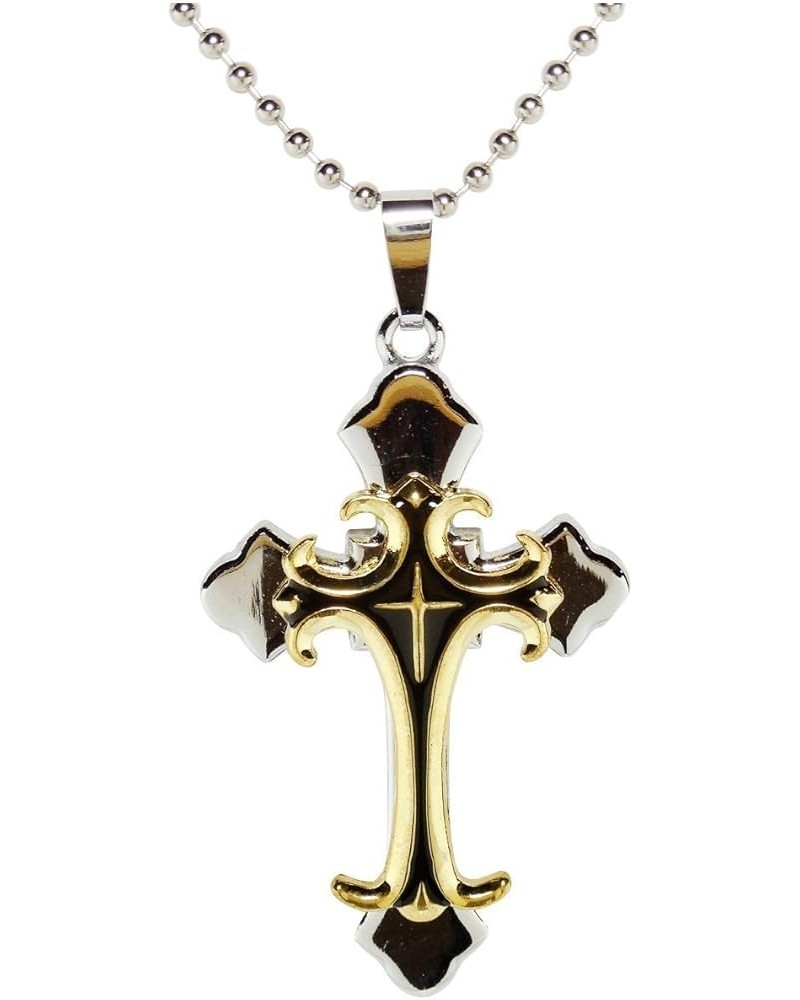 Stainless Steel Crucifix Cross Necklace Pendant with Chain Gold $7.65 Necklaces