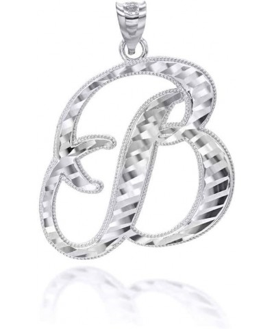 10K or 14K White Gold Fine Script Initial A-Z Letter Pendant Charm Necklace - Choice of Cursive Letter & Metal B - 10K White ...