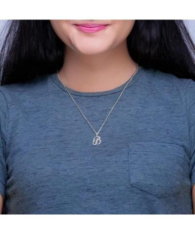 10K or 14K White Gold Fine Script Initial A-Z Letter Pendant Charm Necklace - Choice of Cursive Letter & Metal B - 10K White ...