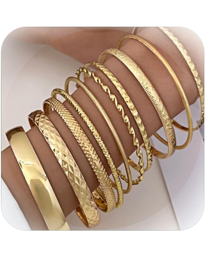 Gold Bangles for Women Bangles Indian Multiple Layered Stackable Open Cuff Wrap Bracelet Boho Gold Chunky Bracelets Punk Chai...