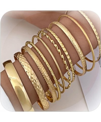 Gold Bangles for Women Bangles Indian Multiple Layered Stackable Open Cuff Wrap Bracelet Boho Gold Chunky Bracelets Punk Chai...