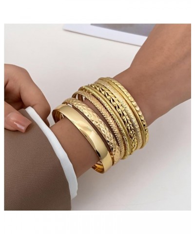 Gold Bangles for Women Bangles Indian Multiple Layered Stackable Open Cuff Wrap Bracelet Boho Gold Chunky Bracelets Punk Chai...