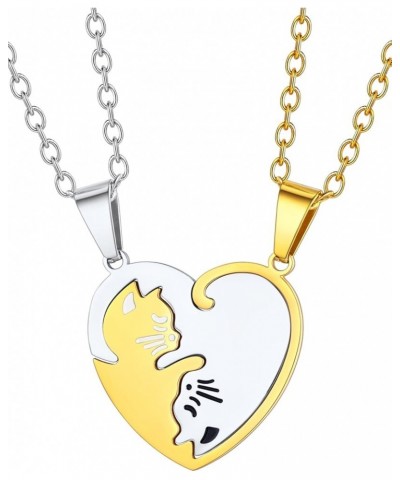 Puzzle Matching Necklace, Stainless Steel/18K Gold Plated Heart Cat/Yin Yang/Tree of Life BFF Pendant Jewelry for Women/Men， ...