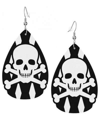 Skull Faux Leather Earrings For Women Girls Lightweight Teardrop Dangle Earrings Gift Skull $7.53 Earrings