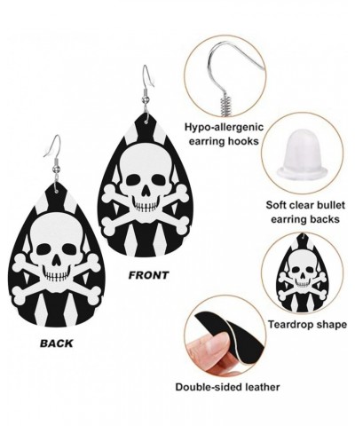 Skull Faux Leather Earrings For Women Girls Lightweight Teardrop Dangle Earrings Gift Skull $7.53 Earrings