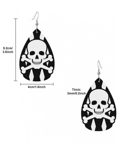 Skull Faux Leather Earrings For Women Girls Lightweight Teardrop Dangle Earrings Gift Skull $7.53 Earrings